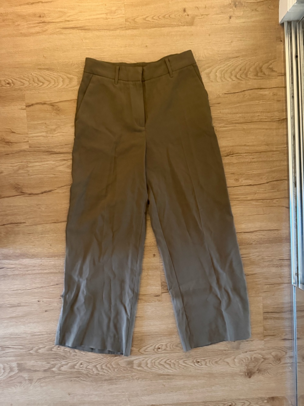 Mango Olive Green Straight-Leg Pants